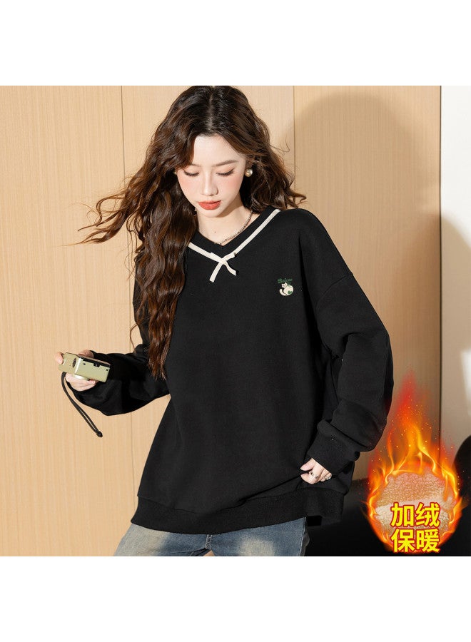 Baleno V-Neck Design Women'S Hoodie, Loose Autumn Warm Lazy Style Top For Women - Image 4