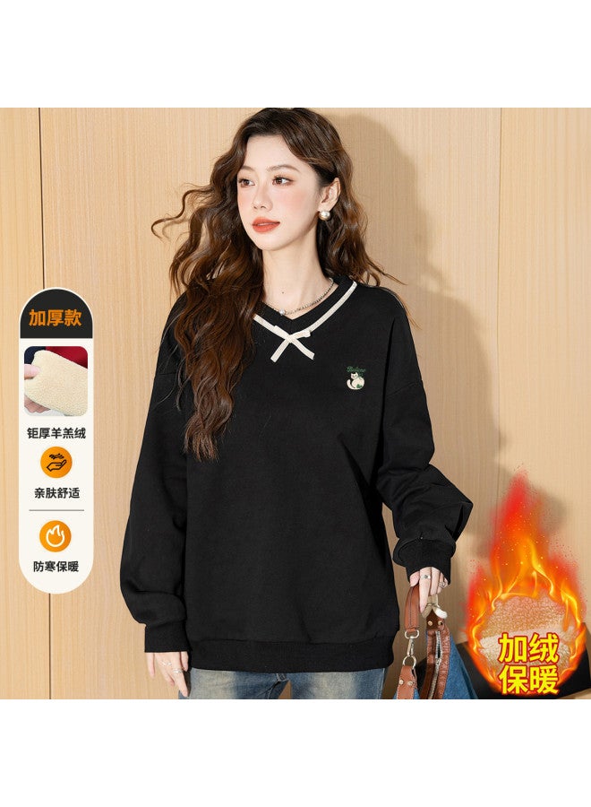 Baleno V-Neck Design Women'S Hoodie, Loose Autumn Warm Lazy Style Top For Women - Image 2