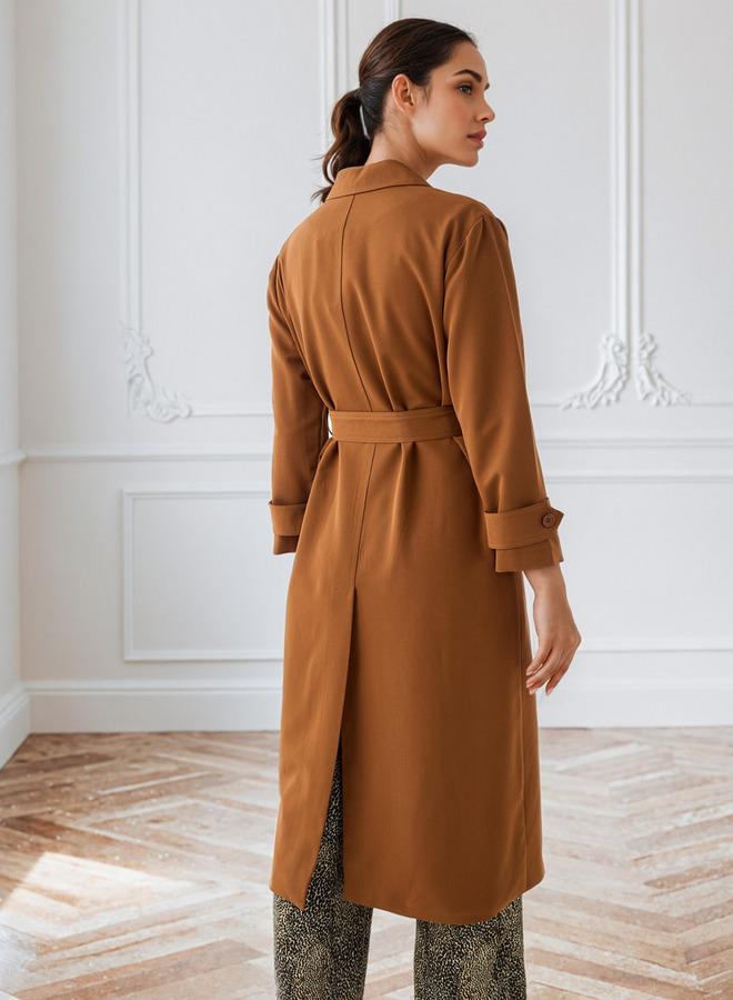 ايكونيك معطف ترنش كلاسيكي بحزام وياقة مشقوقة - Image 3