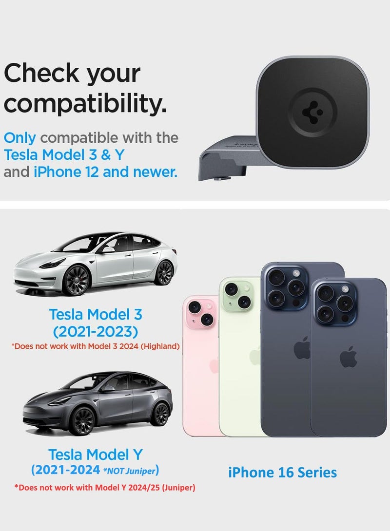Spigen OneTap [2023 Upgraded] MagFit for Tesla Model Y & Model 3 (2020 - 2023) Car Mount for MagSafe Case & iPhone 16 Pro Max, 16 Pro, 16 Plus, 16, 15/14/13/12 Series  - Image 2