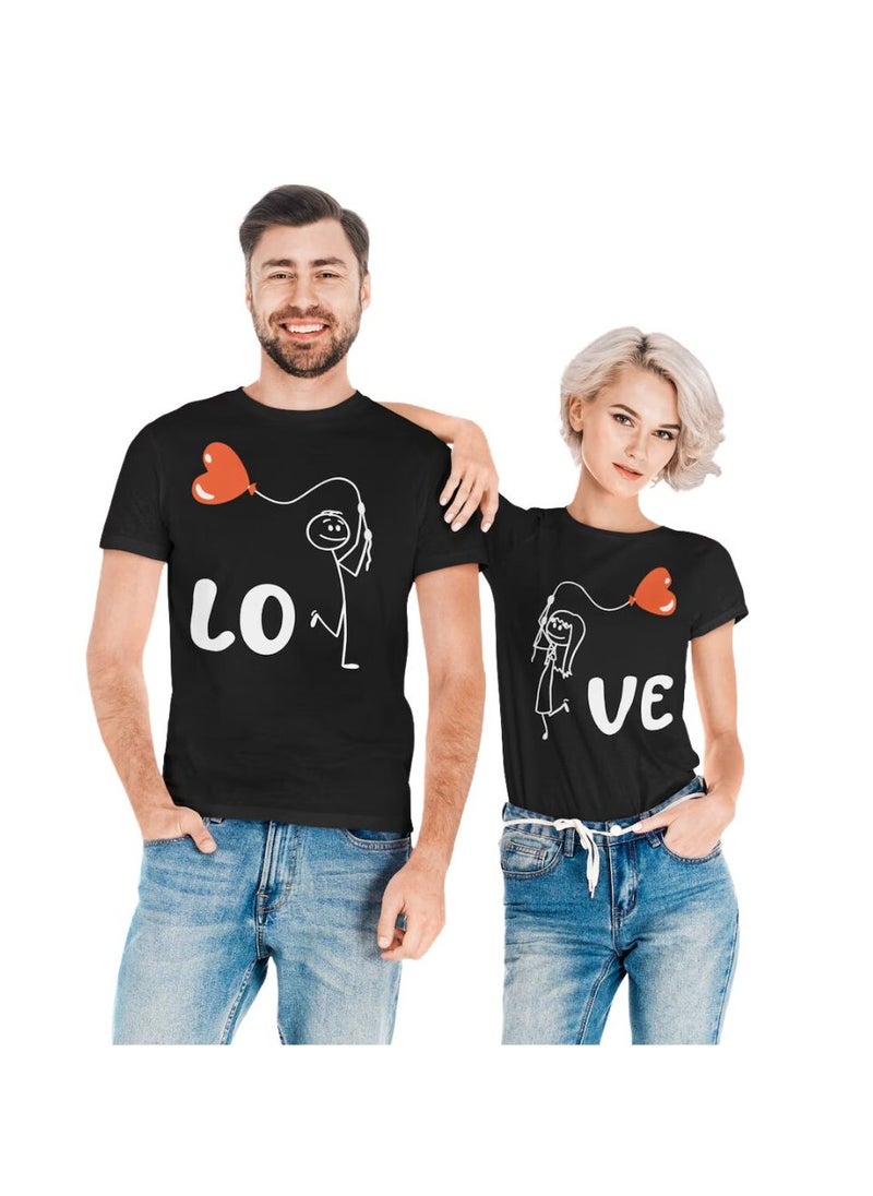 PRINTSHOP4ME - Valentine's Day Couple T-Shirts–Matching Round Neck Short Sleeve Cotton T-Shirts For Couples–Gift For Boyfriend,Girlfriend - Image 1