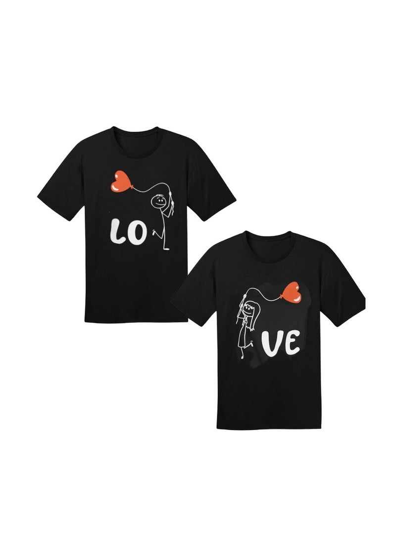 PRINTSHOP4ME - Valentine's Day Couple T-Shirts–Matching Round Neck Short Sleeve Cotton T-Shirts For Couples–Gift For Boyfriend,Girlfriend - Image 1
