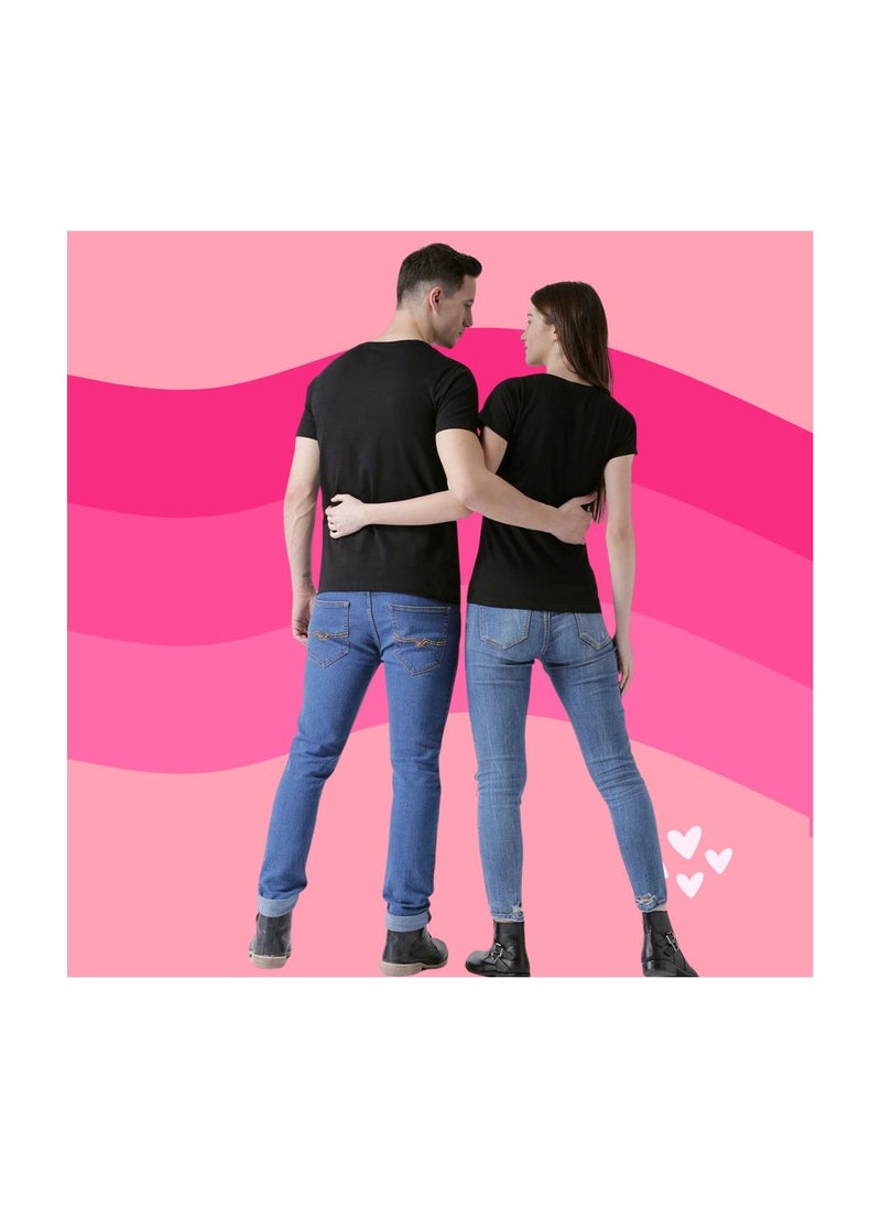 PRINTSHOP4ME - Valentine's Day Couple T-Shirts–Matching Round Neck Short Sleeve Cotton T-Shirts For Couples–Gift For Boyfriend,Girlfriend - Image 1