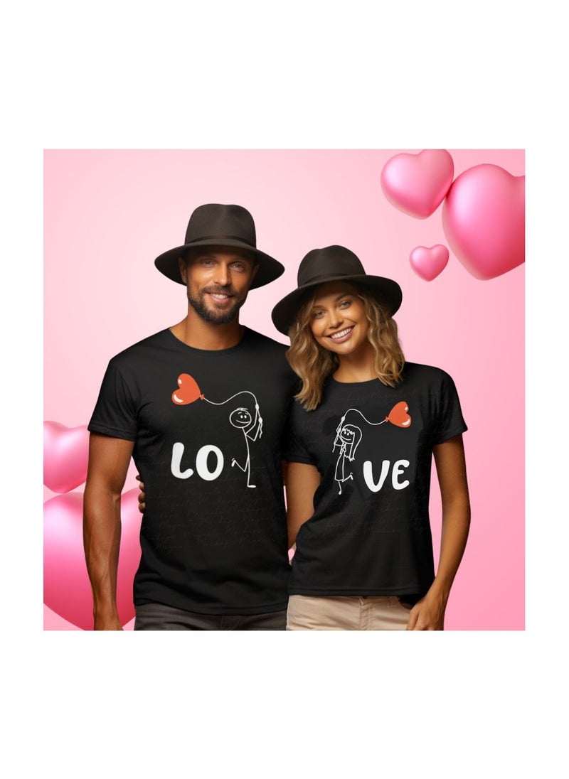 PRINTSHOP4ME - Valentine's Day Couple T-Shirts–Matching Round Neck Short Sleeve Cotton T-Shirts For Couples–Gift For Boyfriend,Girlfriend - Image 1