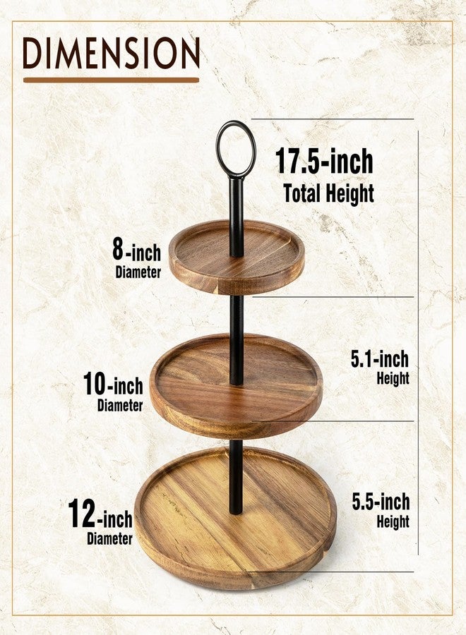 WILDMOS 3 Tier Cupcake Stand, Farmhouse Rustic Tiered Serving Tray,3 Tier Serving Tray for Farmhouse Kitchen Decor, Wood Dessert Tray for Tea Party Wedding Server, Decorative Tiered Tray. - Image 5