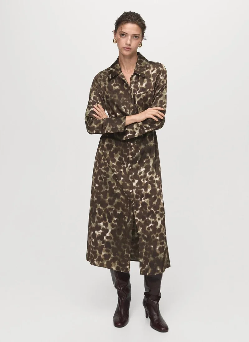 MANGO Printed shirt dress with belt