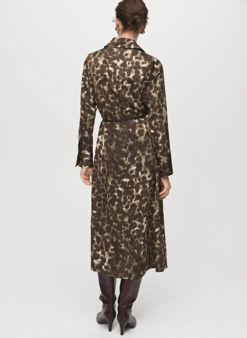 MANGO Printed shirt dress with belt