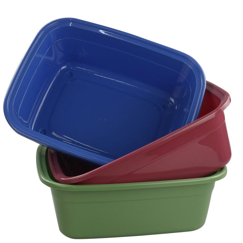 Ramddy 12 Quart Plastic DishpanBasin 14 x 11 x 512 Set of 3