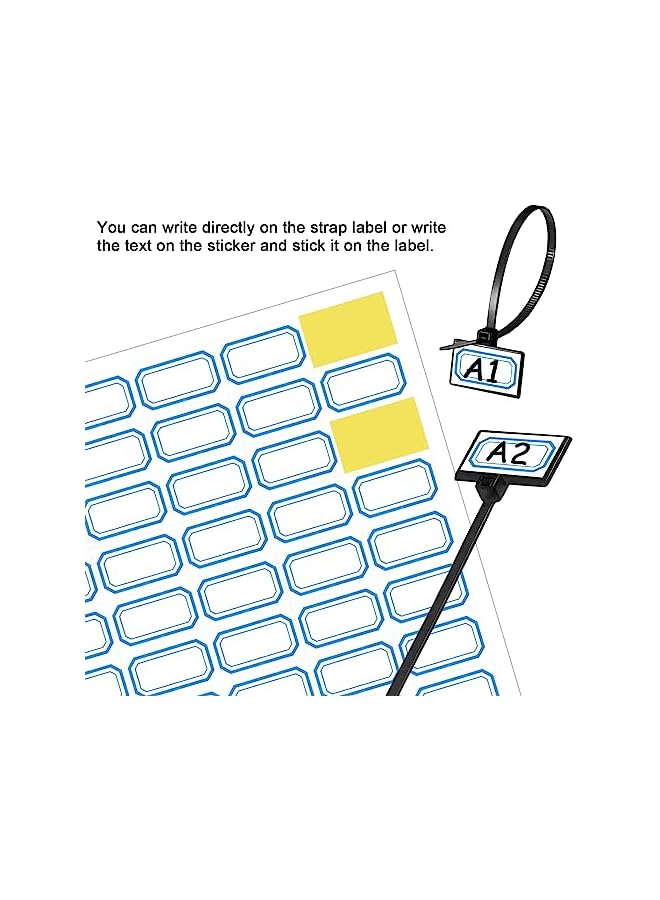 promass 250Pcs Black Nylon Cable Ties, Ubiree 6in Self-Locking Plastic Straps Label Mark Tag with 272Pcs Tags 1Pcs Marker Pens for Home and Office Use, Heavy Duty Cable Ties Cable Labels Wire Ties - Image 5
