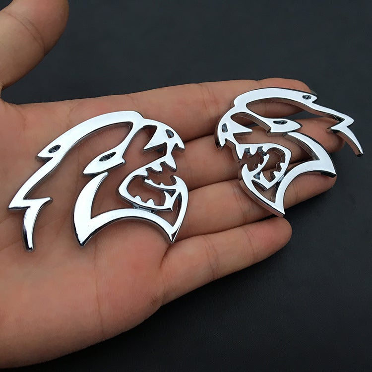 Generic Suitable for Dodge Coolway logo Challenger modified metal car stickers personalized car tail logo cat leaf board stickers Silver: 1 consideration 
