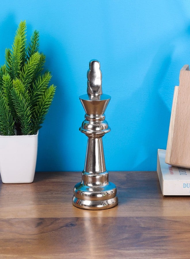 Decor de Maison Brings Handcrafted Chess King Small Decorative Showpiece|Chess Pieces for Home Decor|Sculpture for Livingroom, Drawing Room, Office, Table, Desk & Shelf Decor in Silver (6x6x14cm) - Image 1