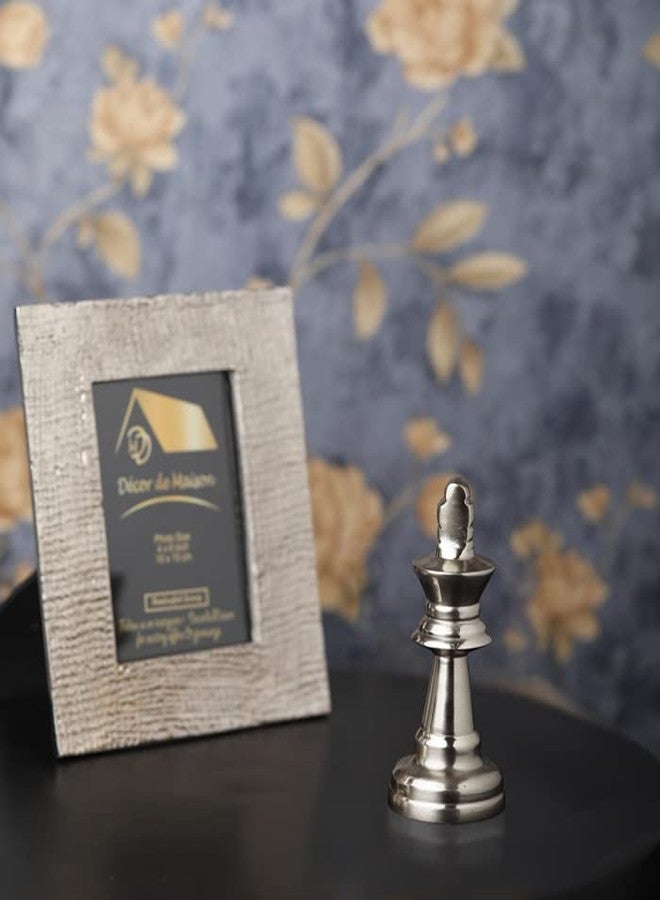 Decor de Maison Brings Handcrafted Chess King Small Decorative Showpiece|Chess Pieces for Home Decor|Sculpture for Livingroom, Drawing Room, Office, Table, Desk & Shelf Decor in Silver (6x6x14cm) - Image 2