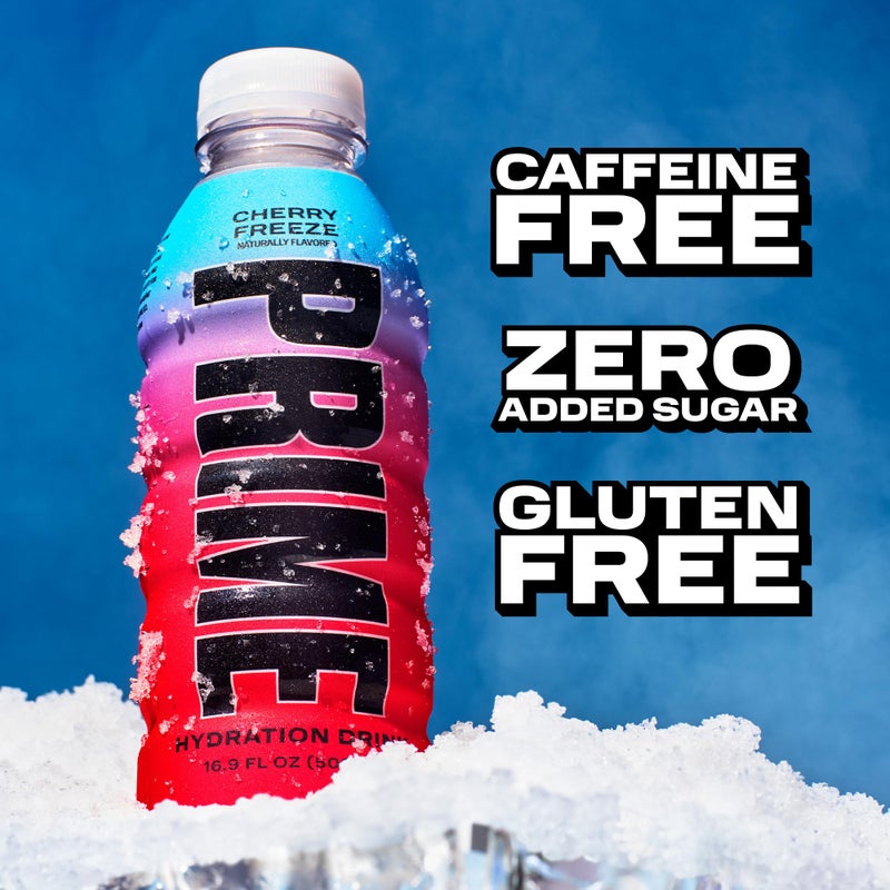 PRIME Hydration CHERRY FREEZE, Sports Drinks, Electrolyte Enhanced for Replenishing Fluids, 250mg BCAAs, B Vitamins, Antioxidants, Low Sugar, 16.9 Fl Oz, 12 Pack - Image 4