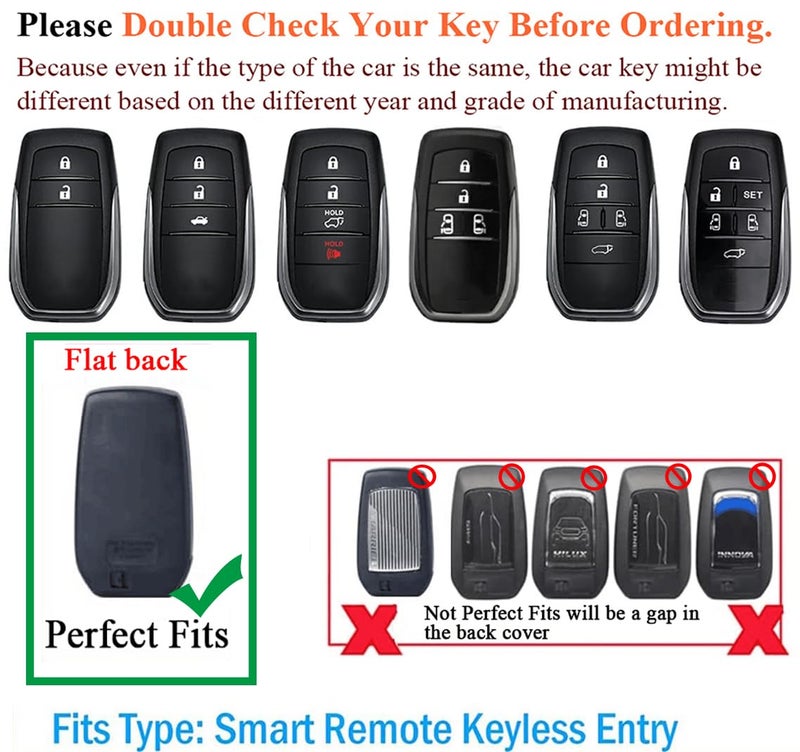 SANRILY PU Leather+Zinc Alloy 3/4/5/6 Button Key Fob Cover Fit for Toyota Land Cruiser 2023 2022 Venza RAV4 Prime Hilux Fortuner Tundra Corolla Sequoia Keyless Key Holder with Keychain Black-Blue - Image 2