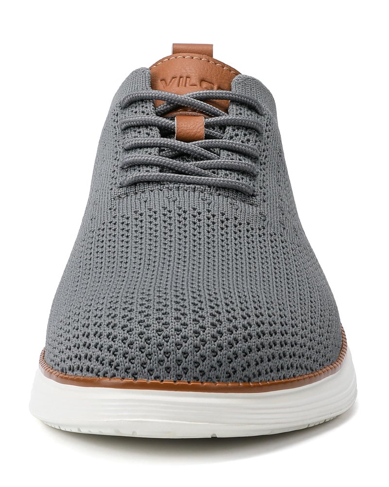 VILOCY Men's Casual Dress Sneakers Oxfords Business Shoes Lace Up Lightweight Comfortable Breathable Walking Knit Mesh Fashion Sneakers Tennis Grey,EU42.5 - Image 5