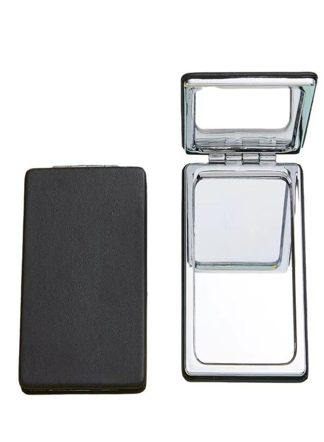 BIMIGET Compact Mirror for Men, Women and Girls, Black Travel Makeup Mirrors for Handbag and Pocket, Portable Double-Sided Mirror with Distortion Free (Black) - Image 1