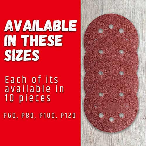 KHADIJA Round Sand Paper Backup Disc 5 Inch for Orbital Sander 60, 80, 100, 120Grits Combo of 40Pcs - Image 2