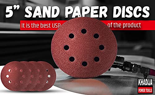 KHADIJA Round Sand Paper Backup Disc 5 Inch for Orbital Sander 60, 80, 100, 120Grits Combo of 40Pcs - Image 3