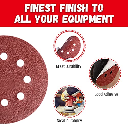 KHADIJA Round Sand Paper Backup Disc 5 Inch for Orbital Sander 60, 80, 100, 120Grits Combo of 40Pcs - Image 4