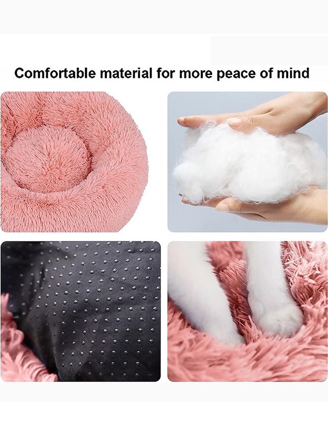Yolu Comfortable Soft Plush Pet Cushion, Washable Anti Anxiety Dog Cat Round Bed  - Image 2