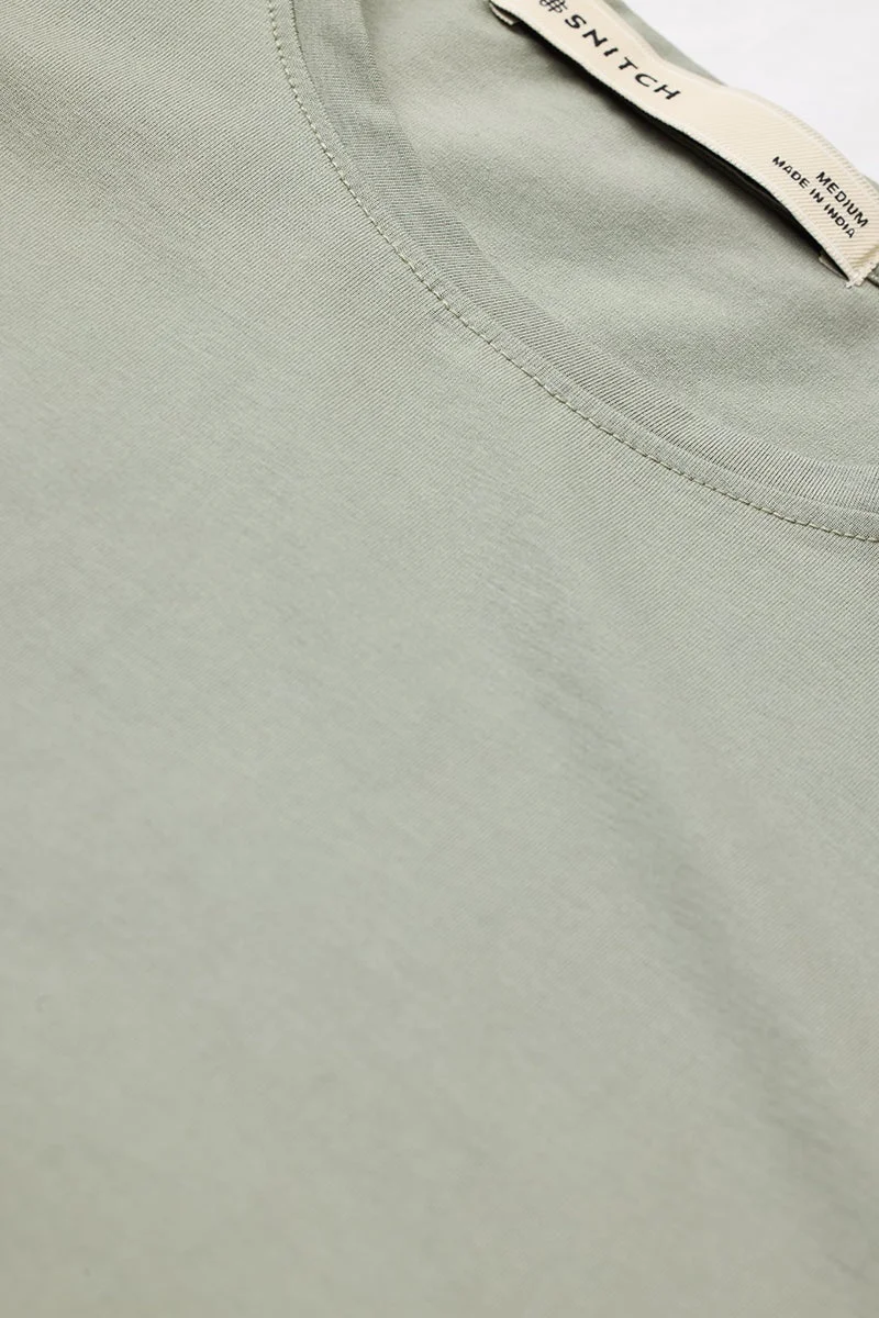 SNITCH Slim Fit Stretch Sage Green T-Shirt