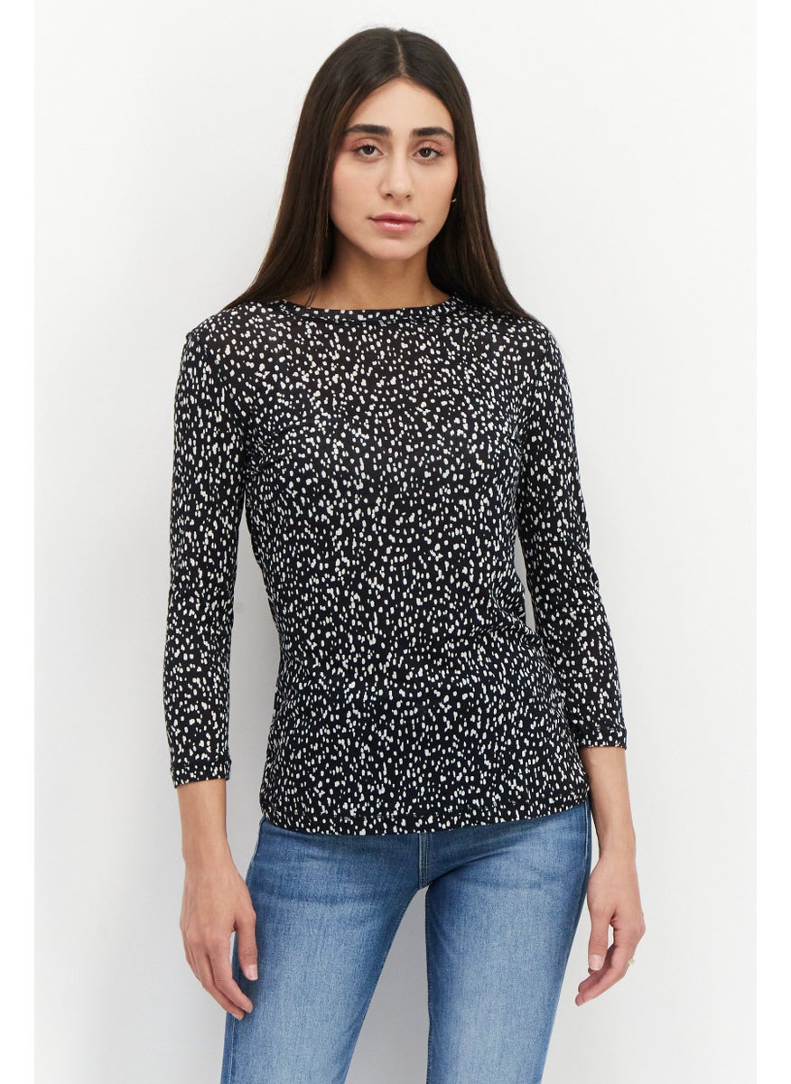 Women Round Neck Long Sleeve Allover Print Top, Black - pzsku/ZBB094F06B2918EFFBBE8Z/45/_/1724351134/7da23469-e65e-4177-9652-29f17f37b5aa