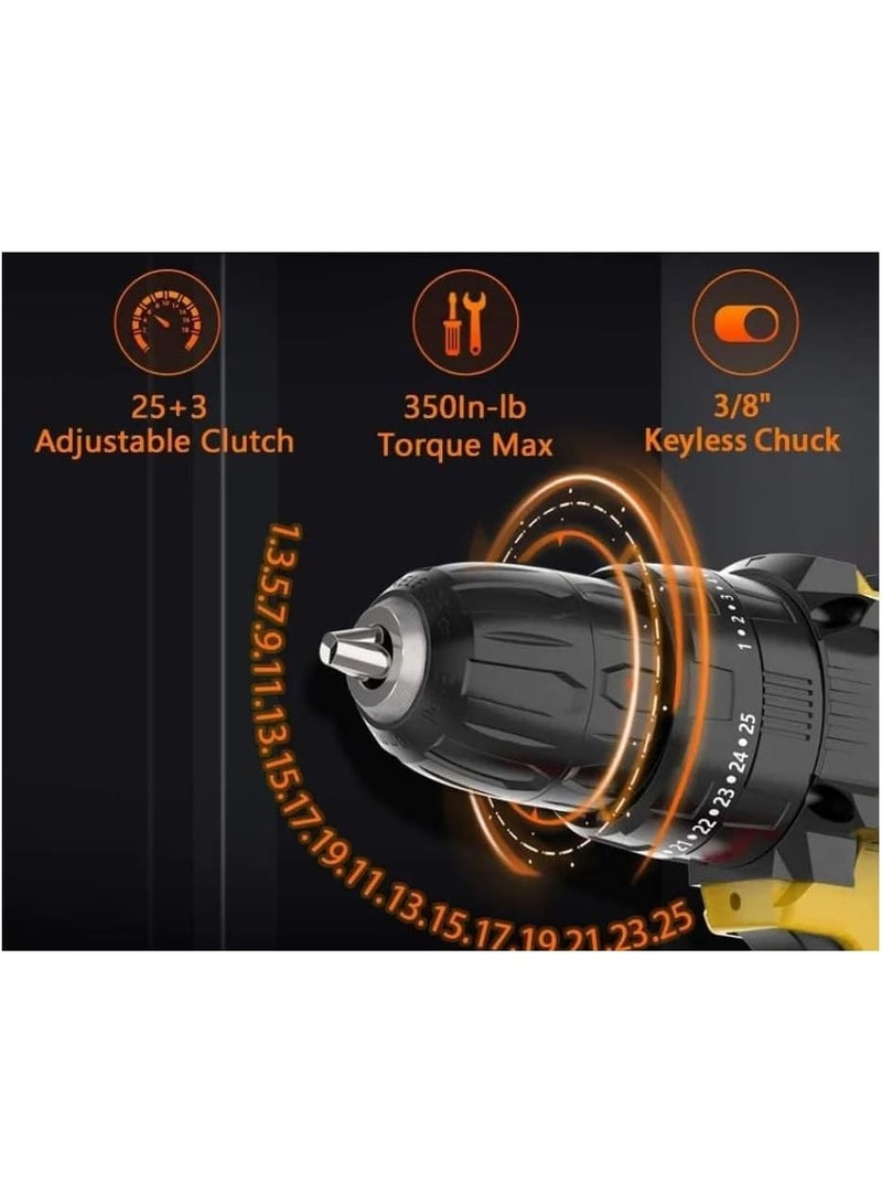 24-Piece Cordless Drill Set Heavy Duty Power Tool Kit with Rechargeable Battery  Variable Speed Electric Drill with LED Light - Image 4