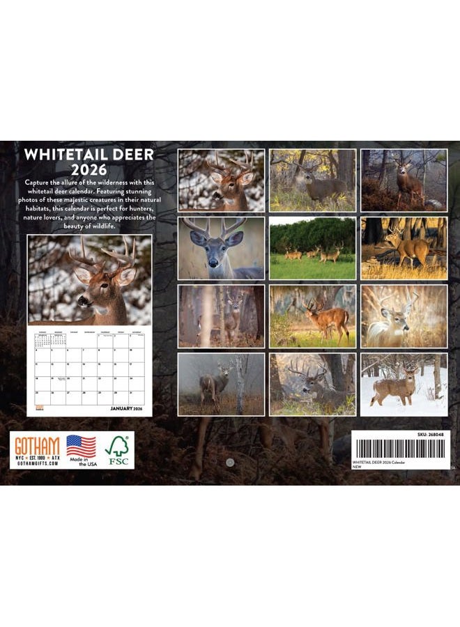 Poster Foundry Whitetail Deer Calendar 2026 White Tail Hunting Monthly Wall Calender 12 Month | American Made In The USA - Image 3