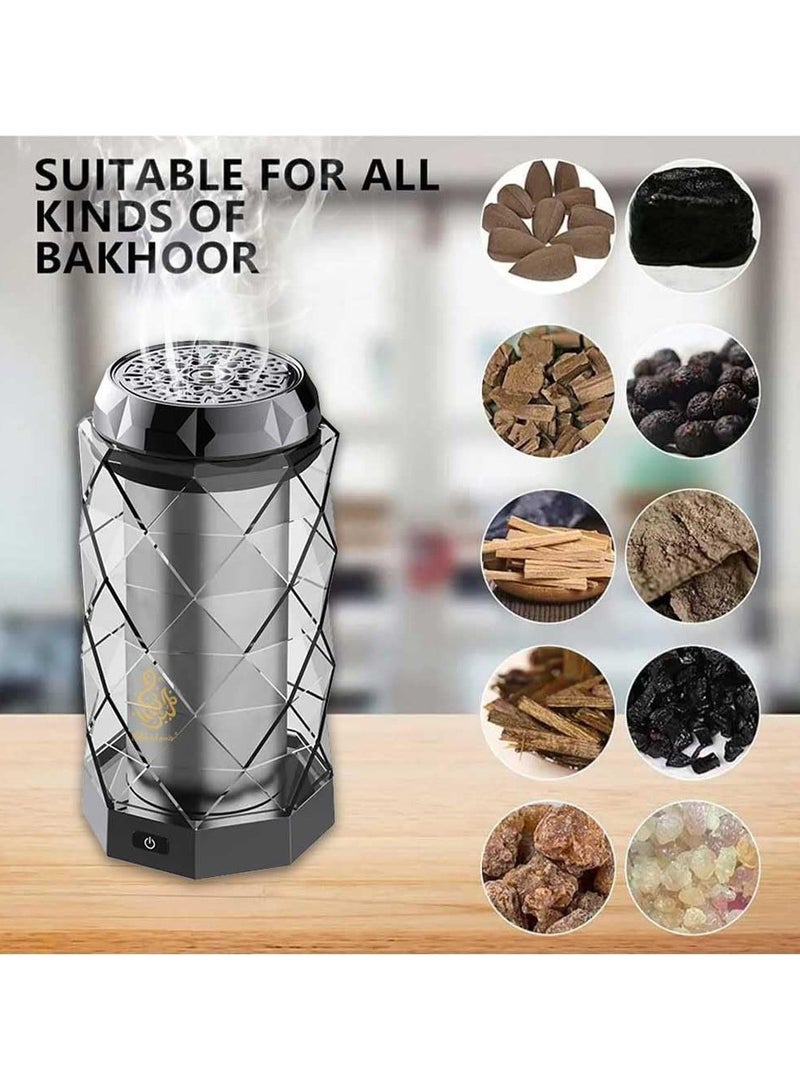 Raxoom Bakhoor luxury Design USB Rechargeable Incense Burner | Portable Burner for Home Office and Car (X023-Gray) - Image 3