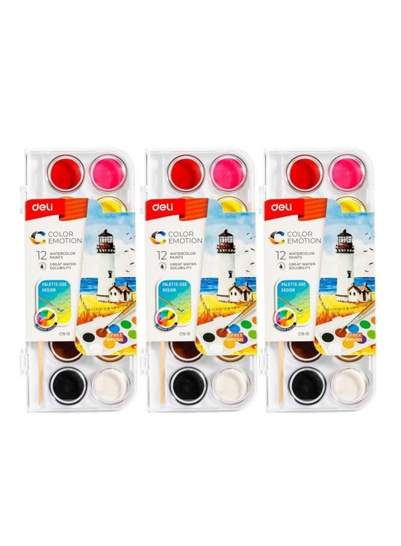 Deli 3-Pack Watercolour painting Set Multicolour - Image 1