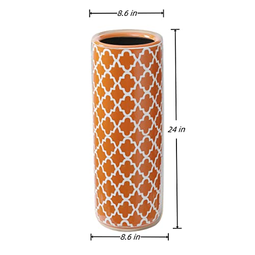 HOZUSO Porcelain Ceramic Umbrella Stand Umbrella Holder Modern Style Floor Vase for Storing Canes Walking Sticks for Entryway Indoor Decor 24‘’High - Image 5