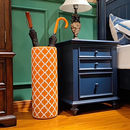 HOZUSO Porcelain Ceramic Umbrella Stand Umbrella Holder Modern Style Floor Vase for Storing Canes Walking Sticks for Entryway Indoor Decor 24‘’High - Image 2