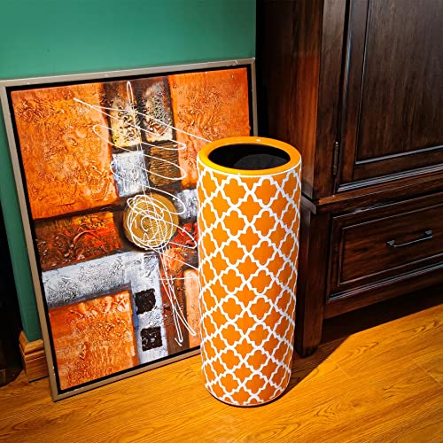 HOZUSO Porcelain Ceramic Umbrella Stand Umbrella Holder Modern Style Floor Vase for Storing Canes Walking Sticks for Entryway Indoor Decor 24‘’High - Image 3