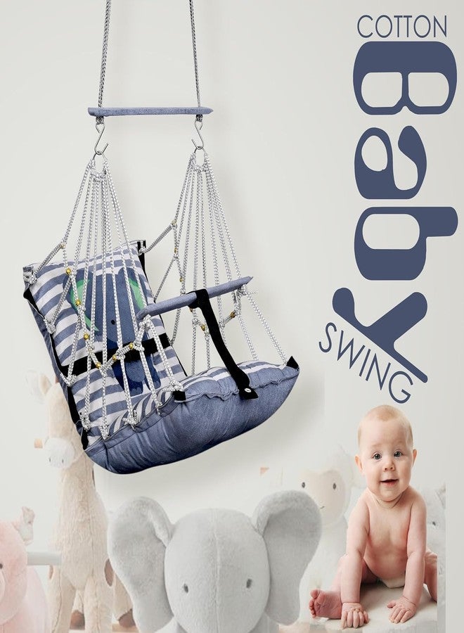 ELLEZZA Cotton Baby Swing for Kids Children Folding and Washable, Child Gift Soft Jhula with Safety Belt Easy to Carry Safety Lock Cradle Chair, Swing for Kids, Home Garden, oonjel (Elephant) - Image 5