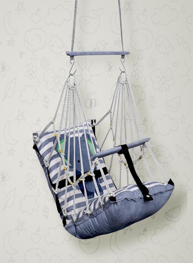 ELLEZZA Cotton Baby Swing for Kids Children Folding and Washable, Child Gift Soft Jhula with Safety Belt Easy to Carry Safety Lock Cradle Chair, Swing for Kids, Home Garden, oonjel (Elephant) - Image 4