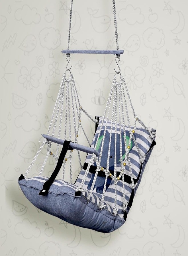 ELLEZZA Cotton Baby Swing for Kids Children Folding and Washable, Child Gift Soft Jhula with Safety Belt Easy to Carry Safety Lock Cradle Chair, Swing for Kids, Home Garden, oonjel (Elephant) - Image 1