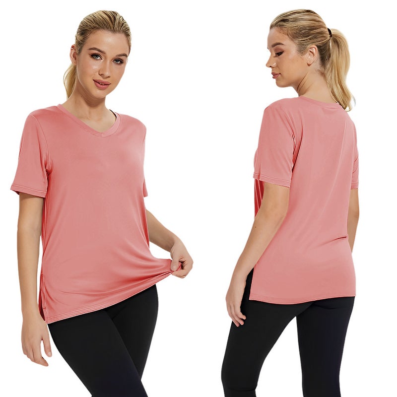 2025 Short-Sleeved Loose Slit Top Three-Piece T-Shirt Combination Pure Color Women's Clothing - Image 1
