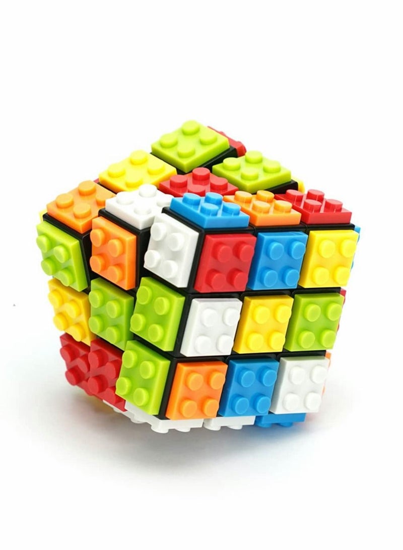 نيبمينينت Magic Cube Rubix 3x3 Build-on Brick Brain Teaser Puzzle and Bricks Toy in 1 for Kids Adult Gift Compatible with Lego - Image 1