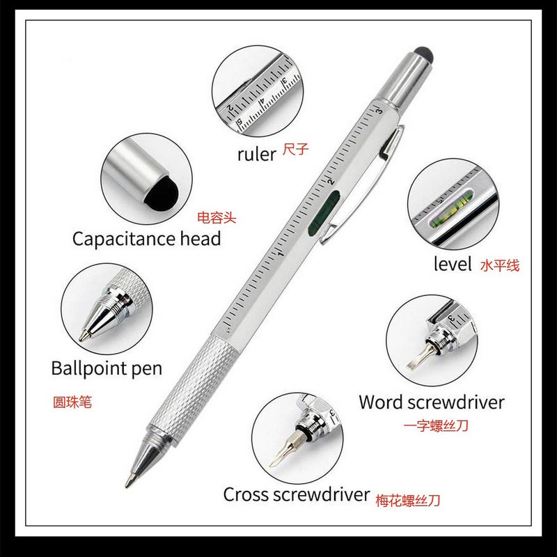Multifunctional Measuring Tool, Dual-Head Ruler, Fun For Building Projects, 6-Piece Set With Rotating Mechanism, Suitable For Basic Construction, Centimeter Ballpoint Pen - Image 2