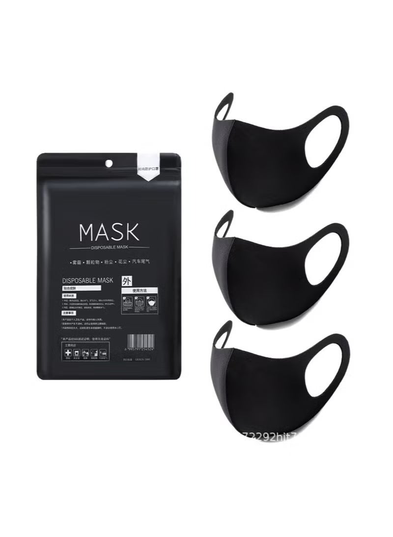 moon-life1 Pack of 3 Black 3D Cotton Ice Silk Masks Washable Breathable Dustproof UV Resistant - Image 4