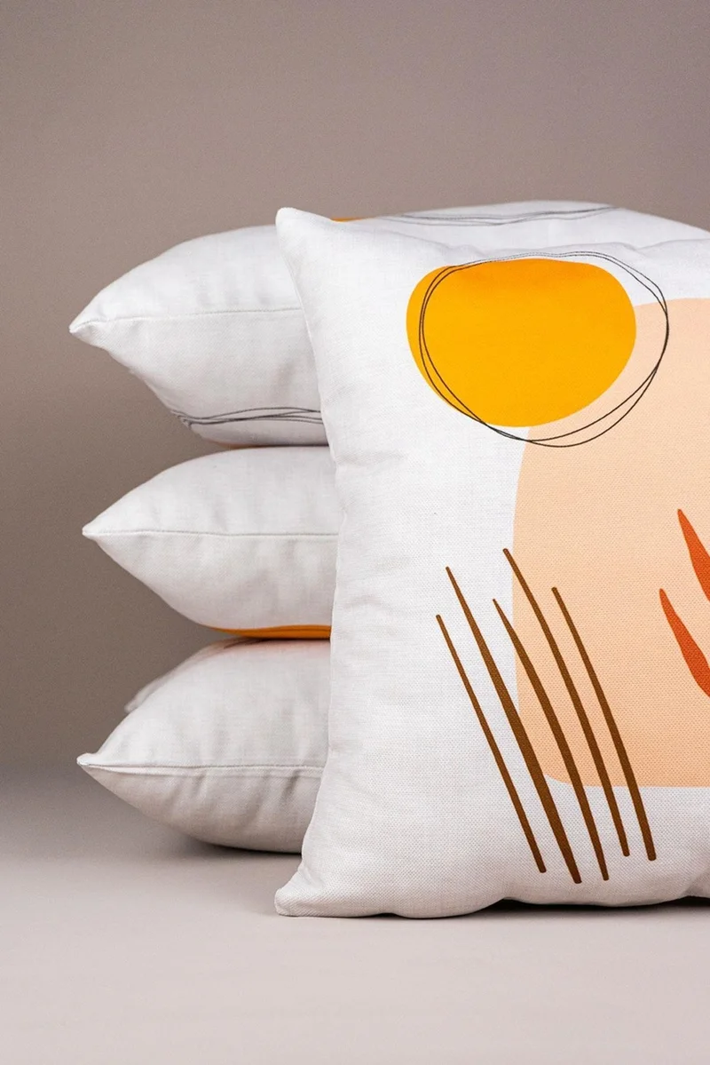 كانغو هوم Double-Sided Orange Bohemian Modern Patterned 4-Piece Digital Printed Throw Pillow Pillow Case Set 4KMBS106-CT