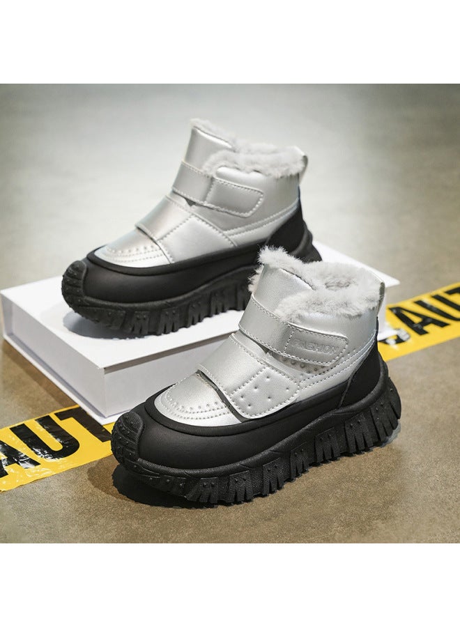 New Winter Snow Boots Large Cotton Fleece-lined Warm Boys And Girls Warm Outdoor Non-slip Cotton Shoes