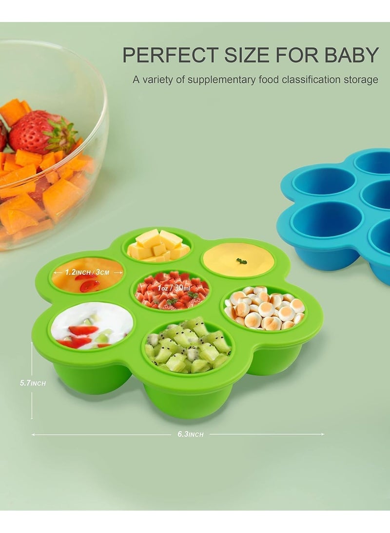 2 Pack Baby Food Freezer Tray, 7 Portions Silicone Baby Food Freezer Tray with Lid, Perfect Baby Food Containers, for Homemade Baby Food, Vegetable & Fruit Purees, and Breast Milk - Image 2