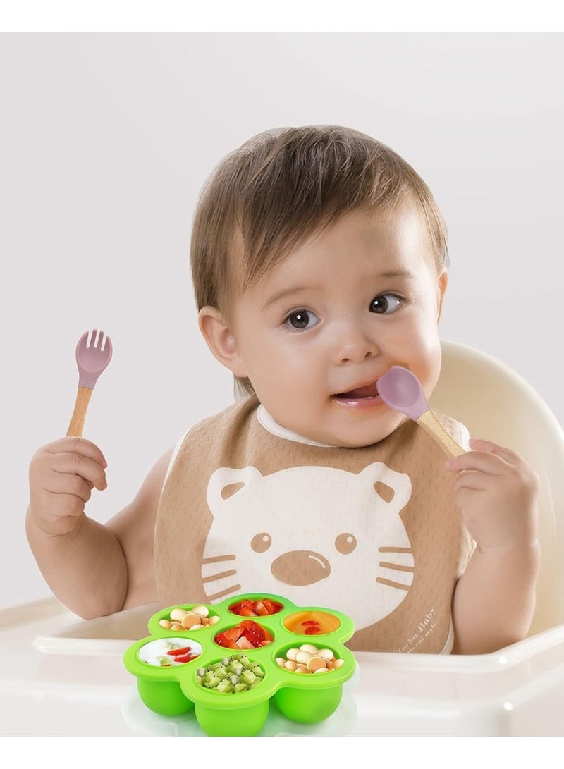 2 Pack Baby Food Freezer Tray, 7 Portions Silicone Baby Food Freezer Tray with Lid, Perfect Baby Food Containers, for Homemade Baby Food, Vegetable & Fruit Purees, and Breast Milk - Image 3