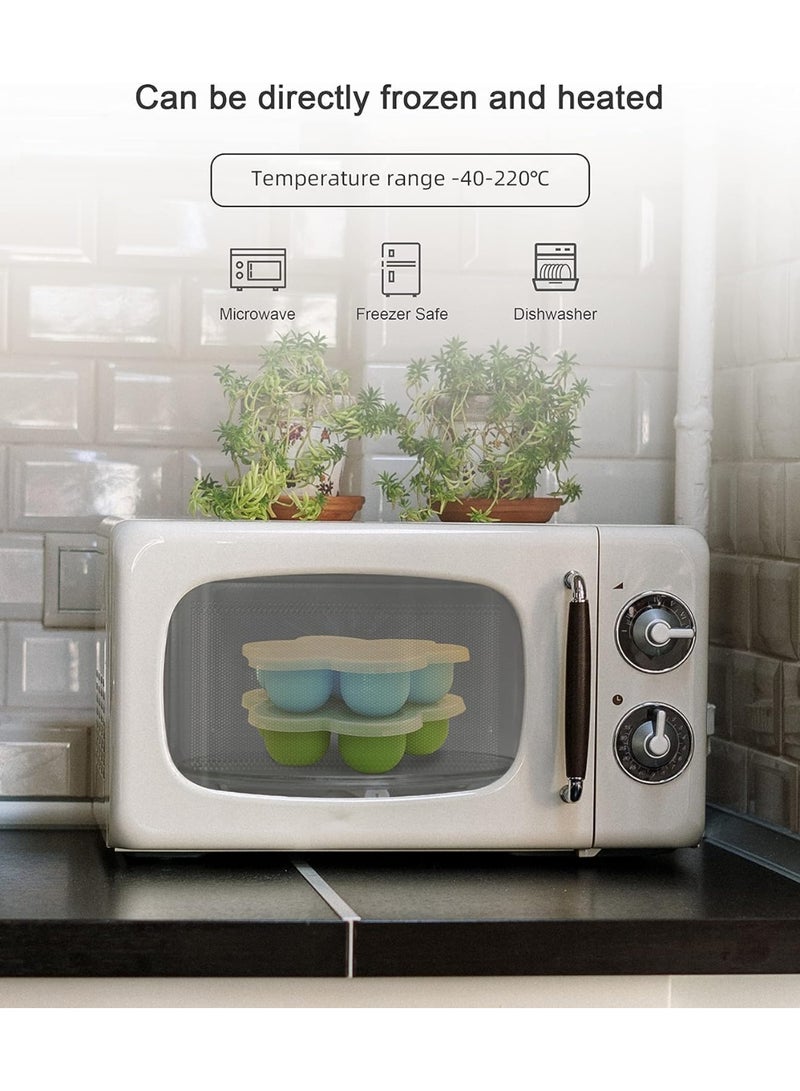 2 Pack Baby Food Freezer Tray, 7 Portions Silicone Baby Food Freezer Tray with Lid, Perfect Baby Food Containers, for Homemade Baby Food, Vegetable & Fruit Purees, and Breast Milk - Image 4