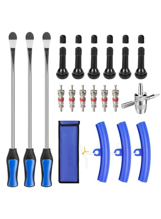 TONDA Tire Spoons Tool Set, Motorcycle Tire Changer Include 3 Tire Spoons, 3 Rim Protector, 10 Valve Caps, 6 Piece Valve Cores - Image 1