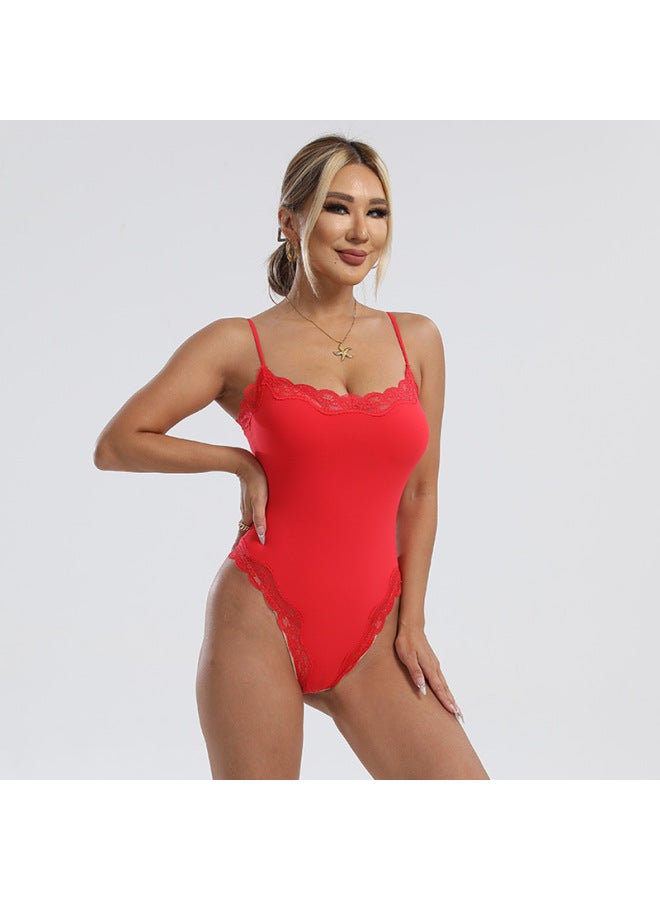 European And American Naked Lace-edge Bodies Skin-friendly Breathable Tight Inner Vest Double-layer Sling Shaper