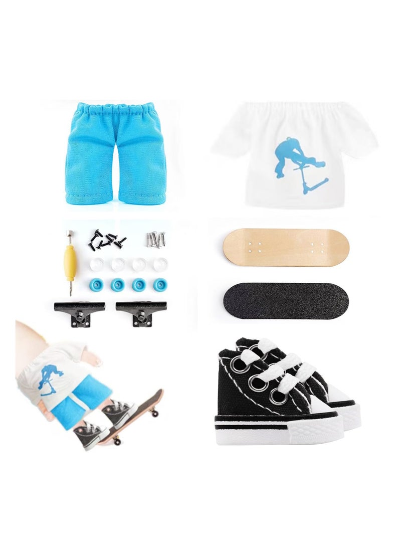 Excefore Finger Skateboard, Skateboard Accessories Tools Set, Mini Toys Kits, Doll Breakdance Mini Cloth Shoes, Pressure Gifts for Children Teens Adults, for Kids Party Favor - Image 1