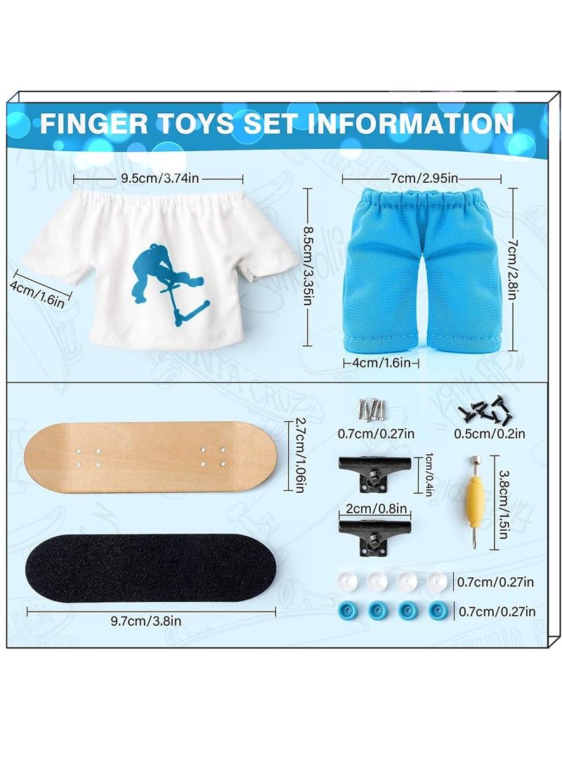 Excefore Finger Skateboard, Skateboard Accessories Tools Set, Mini Toys Kits, Doll Breakdance Mini Cloth Shoes, Pressure Gifts for Children Teens Adults, for Kids Party Favor - Image 2