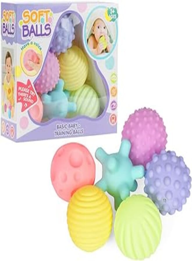 Patpat balls for kids squeeze ball toys 3 to 12 months for toddlers 1-3, bath toy squeak ball toy sensory baby toy for kids, sensory ball for babies, soft vinyl ball toy with gift box (6 pack)